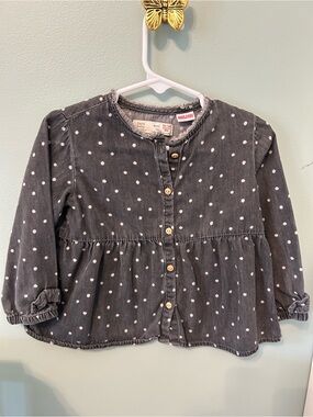 Zara Baby Gray Polka Dot Button-Front Top